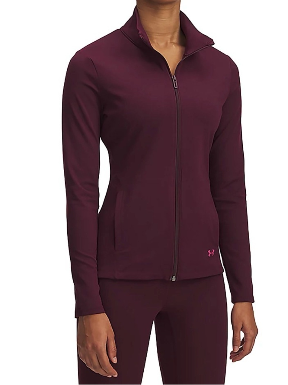 UNDER ARMOUR LIKE NEW Women's UA Motion Burgundy Full-Zip Bomber Jacket